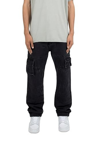 mnml Men's V244 Cargo II Baggy Denim - Vintage Black, 33 | Amazon (US)