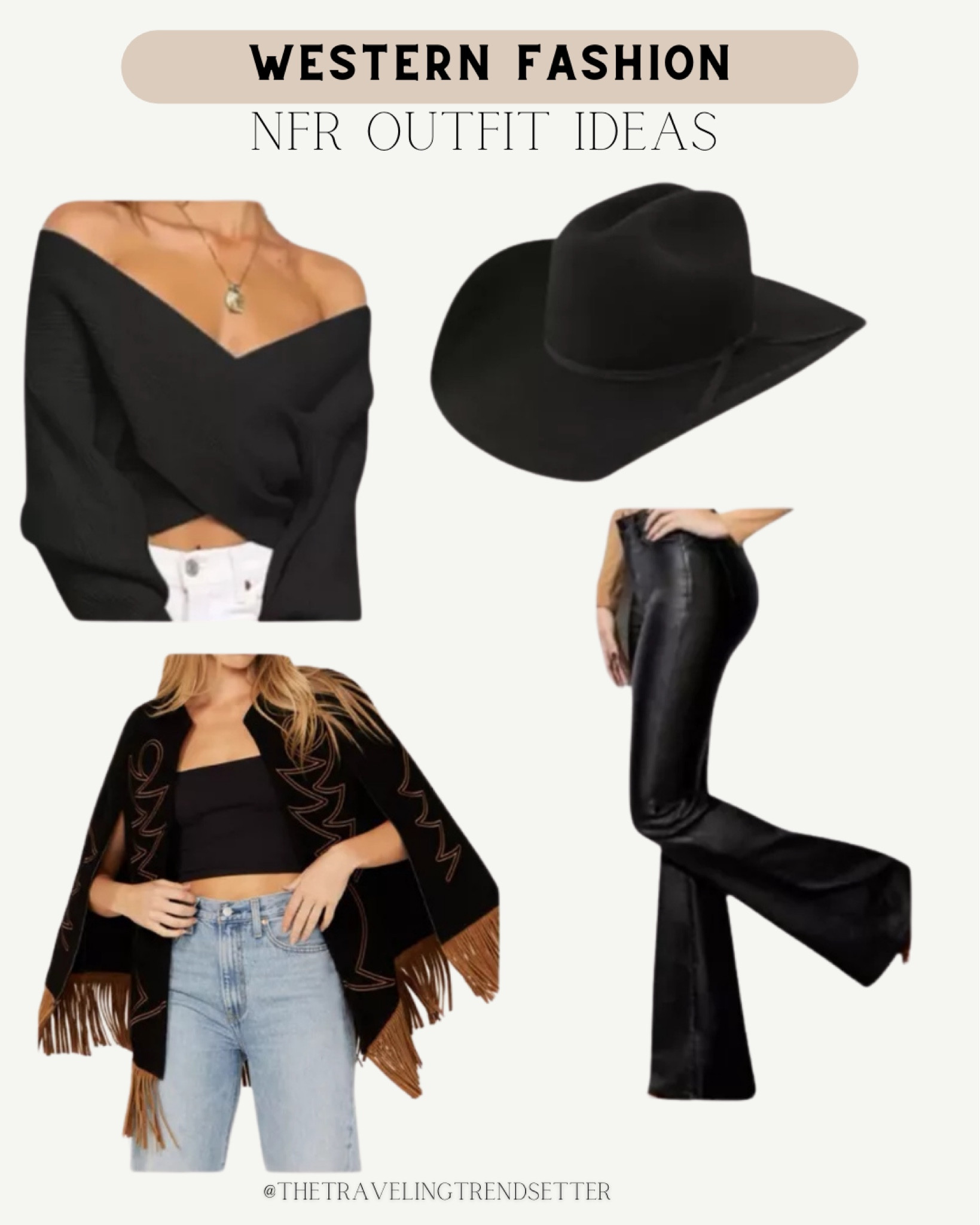 Western fashion NFR outfit ideas - Amazon fashion - leather flare black pants , sweater cowboy hat Nashville country concert outfit 

#LTKFindsUnder50 #LTKStyleTip #LTKFindsUnder100