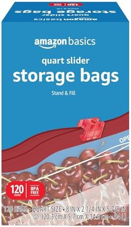 Amazon Basics Slider Quart Food Storage Bags, BPA Free, 120 Count (Previously Solimo) | Amazon (US)