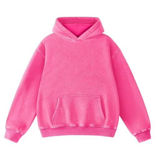 Dnzzs Men's Oversized Acid Wash Hoodies Heavyweight Cotton Fleece Sweatshirt Loose Fit Fall Winter Casual Streetwear Pullover,Rose Pink,Small | Amazon (US)