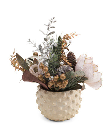 16in Magnolia And Pinecone Arrangement | TJ Maxx
