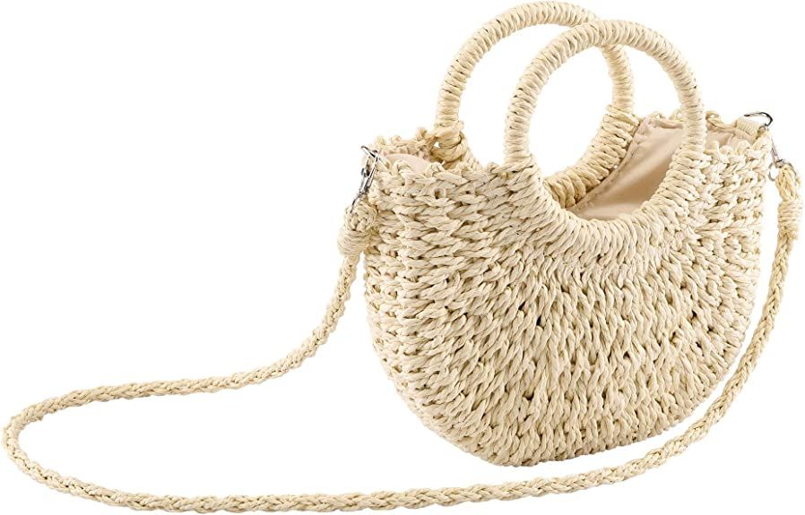 Ayliss Women Straw Handbag Mini Summer Beach Rattan Tote Bag Crossbody Shoulder Top Handle Handba... | Amazon (US)