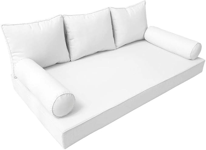 MH GLOBAL Twin Size 6PC Pipe Outdoor Daybed Mattress Bolster Pillow Fitted Sheet Cover Only Style... | Amazon (US)