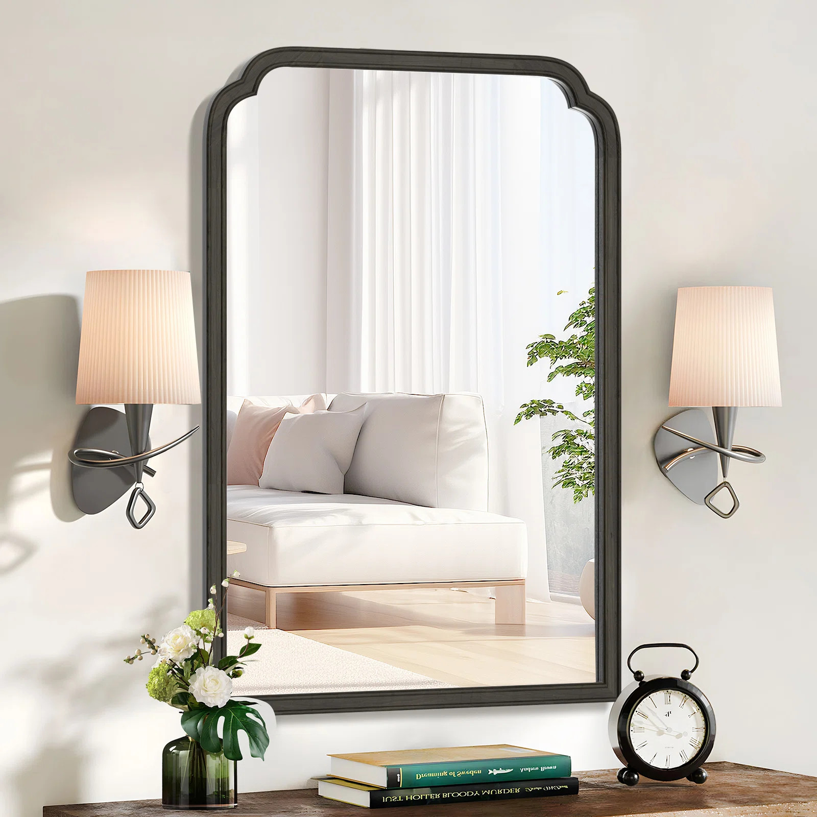 Ancalin Wood Accent Wall Mirror for Bathroom Bedroom Decorative Mirror | Wayfair North America