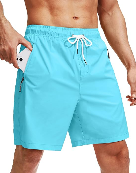 Men's Swim Trunks 7 Inch Quick Dry Board Shorts with Pockets | Amazon (US)