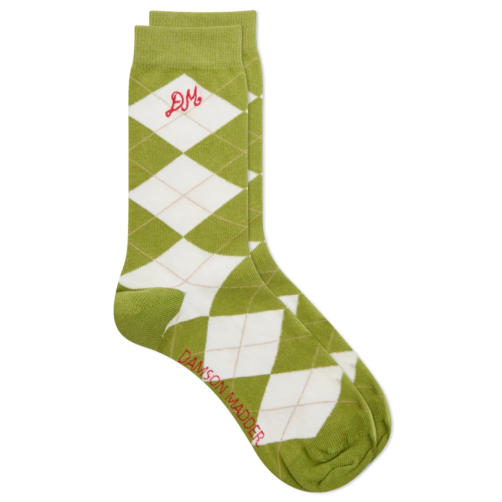 Damson Madder Calf Length Argyle Socks | END. Clothing