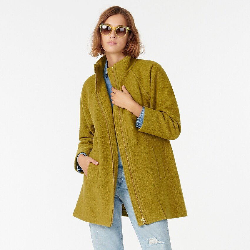 Swingy mockneck coat in Italian boiled wool | J. Crew US