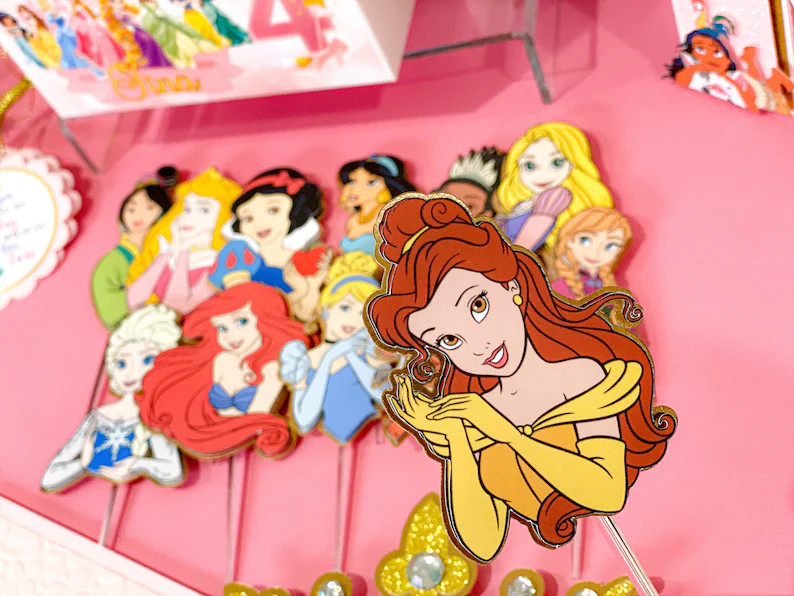 Set of 12 Cupcake Toppers | Disney Princesses Theme Party | Princess Birthday Cupcake Toppers | D... | Etsy (Global)