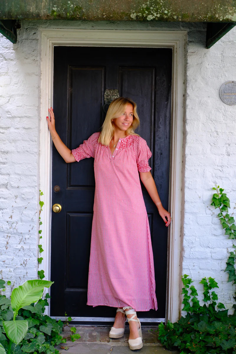 Remy Maxi Dress Red Check | Madison Mathews