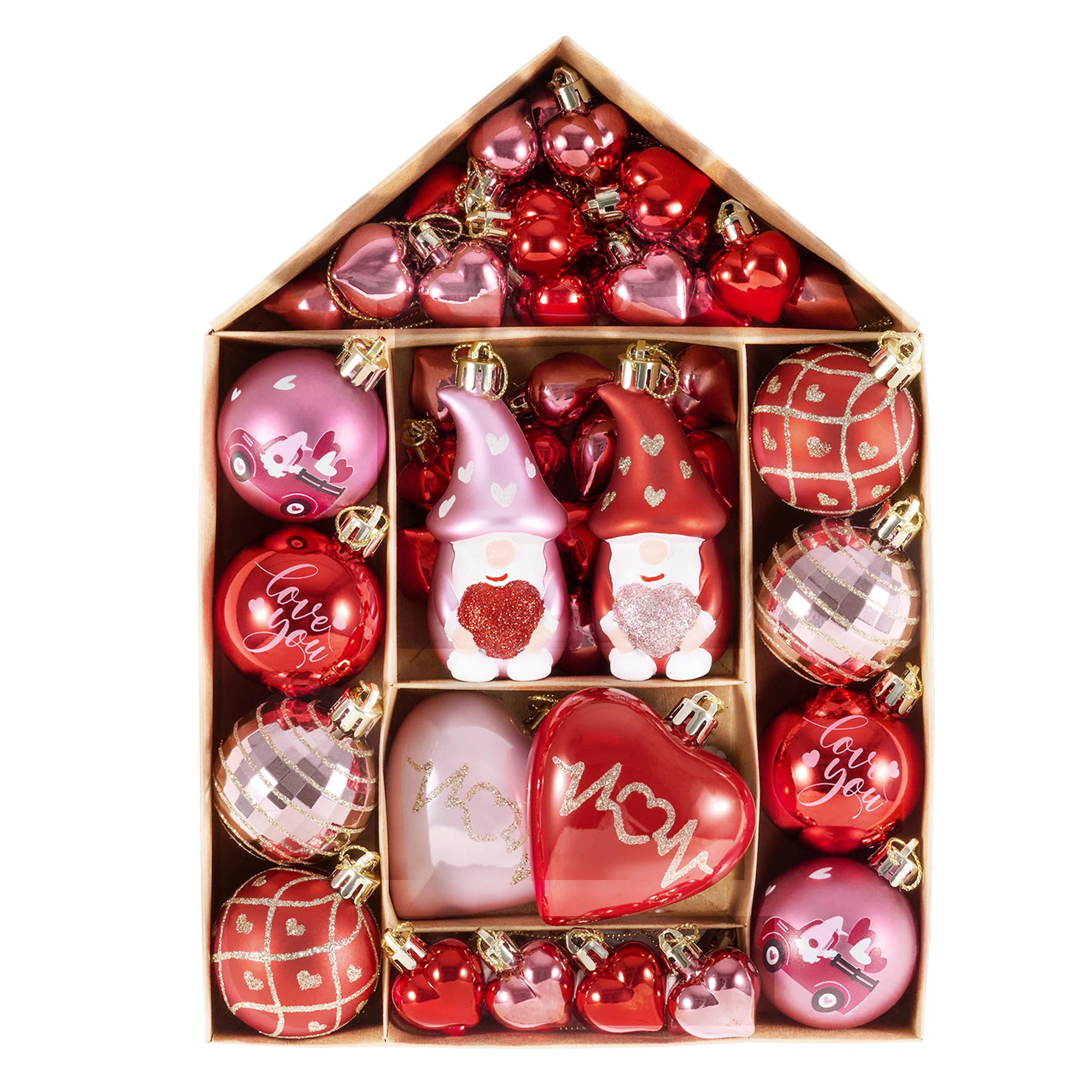 50Pcs Valentines Heart Shaped Ornaments Gift Pack, Christmas Craft Painted Tree Heart Gnome Decor... | Wayfair North America