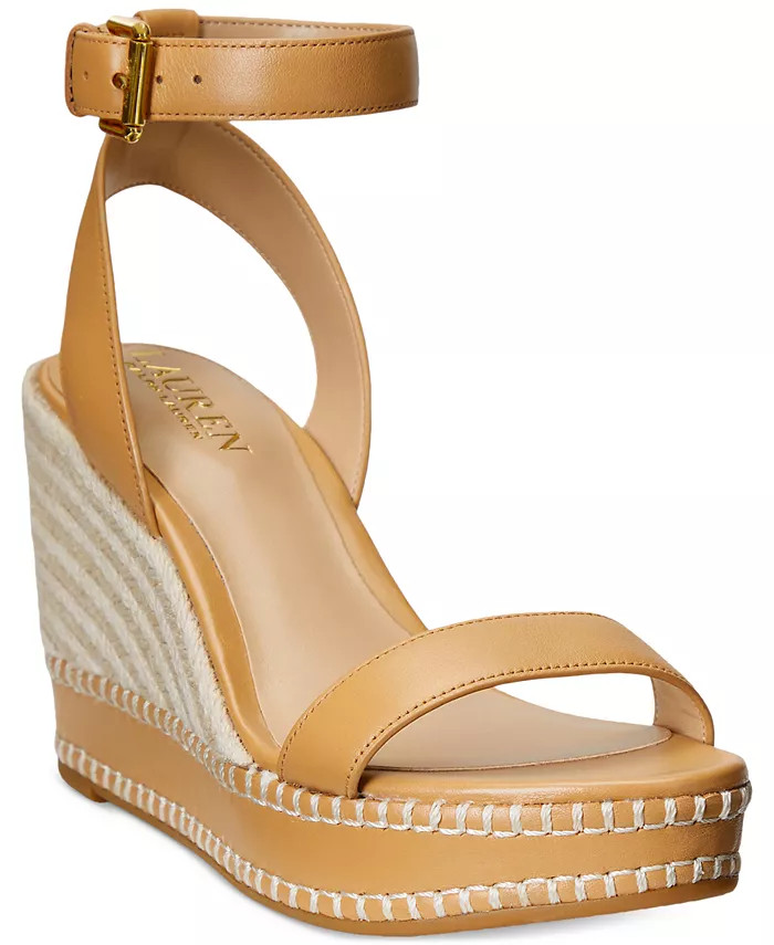 Lauren Ralph Lauren Women's Hilarie Ankle-Strap Espadrille Platform Wedge Sandals - Macy's | Macys (US)