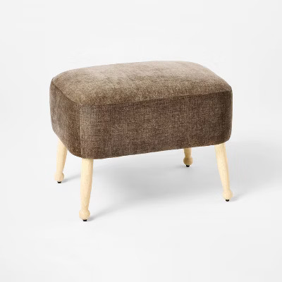 Corallina Upholstered Wooden Ottoman Natural Wood/Dark Brown - Threshold™ designed with Studio ... | Target