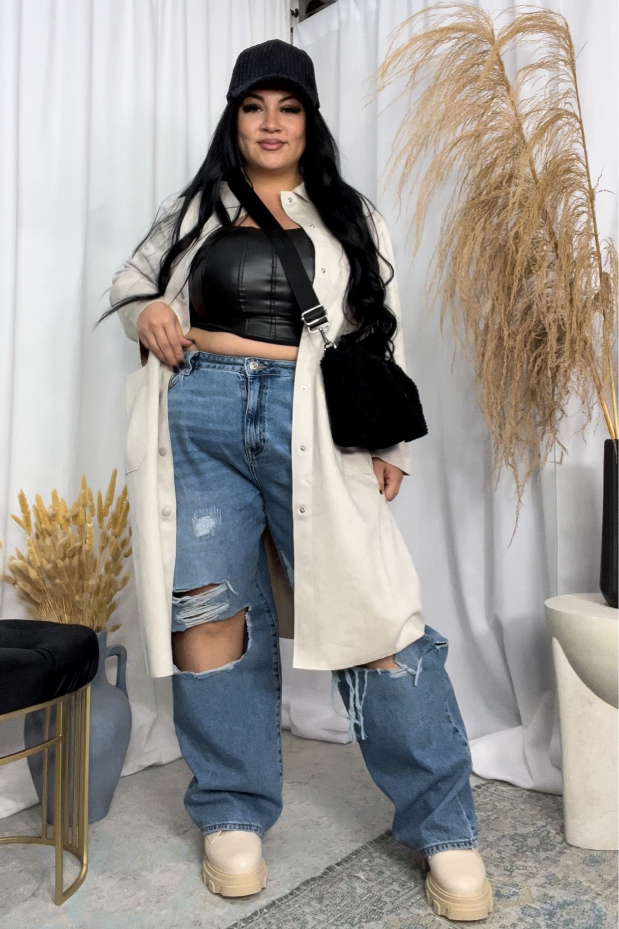 Wearing a 0x in the top, 16 in jeans and 0x in the jacket. The boots are true wide fit  

#LTKcurves #LTKCyberweek #LTKshoecrush