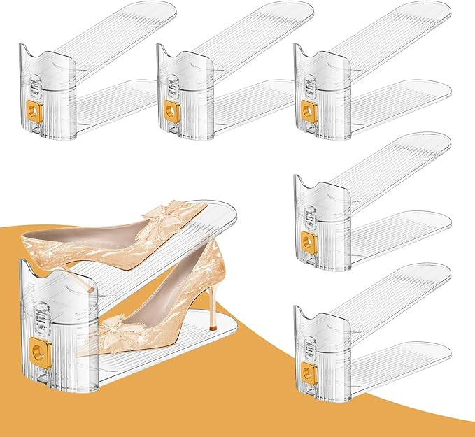 FENRUNXU Shoe Slots Organizer for Closet, Shoe Stacker Organizer Double Layer Stack Shoe Rack, Sh... | Amazon (US)