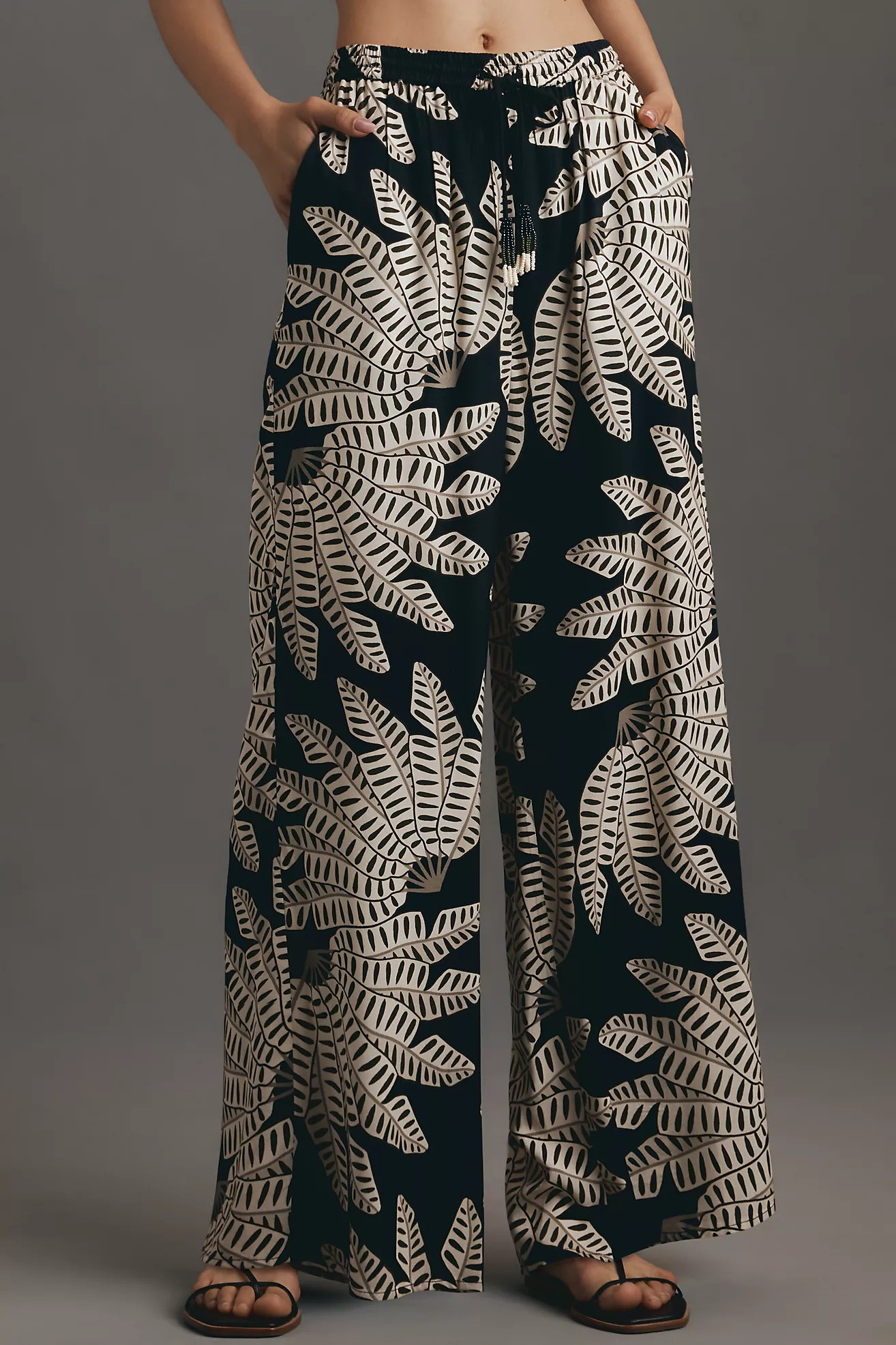 Farm Rio x Anthropologie Palm Pull-On Wide-Leg Pants | Anthropologie (US)