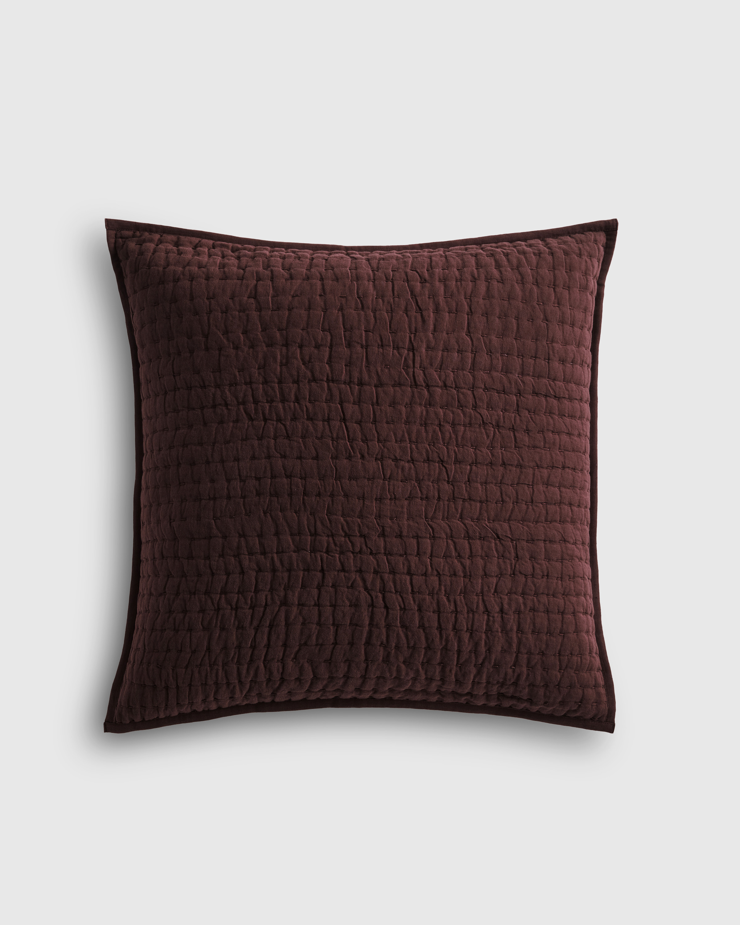 Quince | European Linen Cotton Stitch Quilted Euro Sham in Espresso, Size Euro | Quince