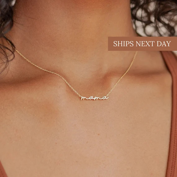 Mom Gift • Tiny Mama Necklace in Gold, Rose Gold & Sterling Silver by CaitlynMinimalist • Mot... | Etsy (US)