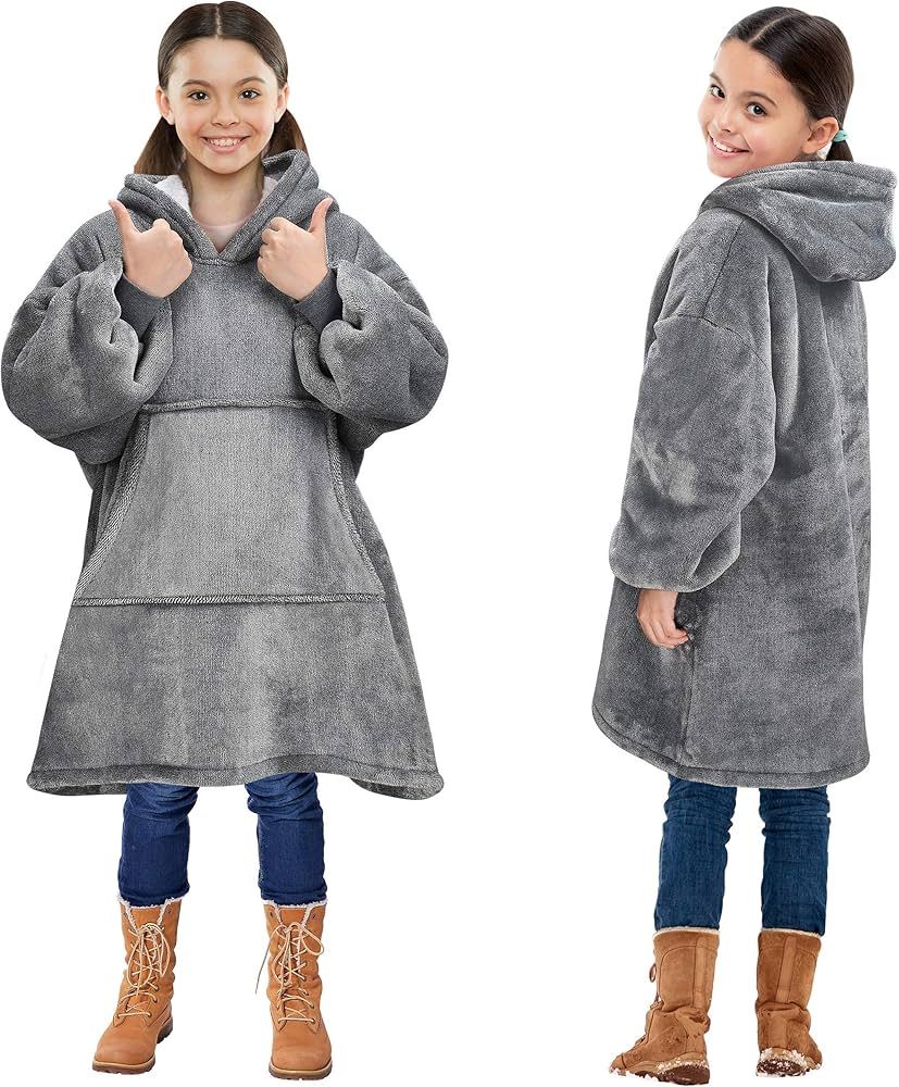 Solaris Wearable Blanket Hoodie for Kids - Warm Soft Gift, Oversized Cozy Sherpa Fleece Sweatshir... | Amazon (US)