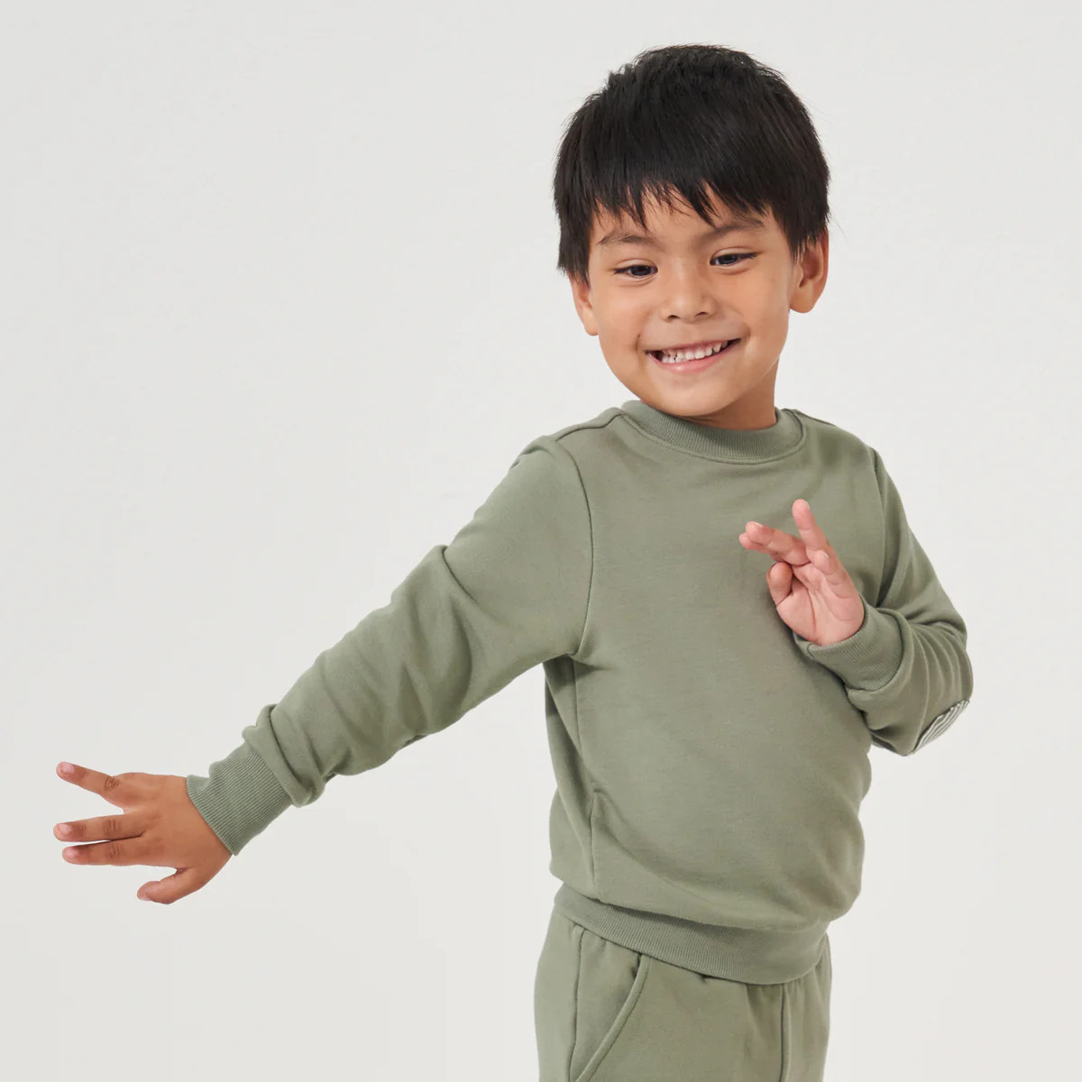 Moss Elbow Patch Crewneck | Little Sleepies