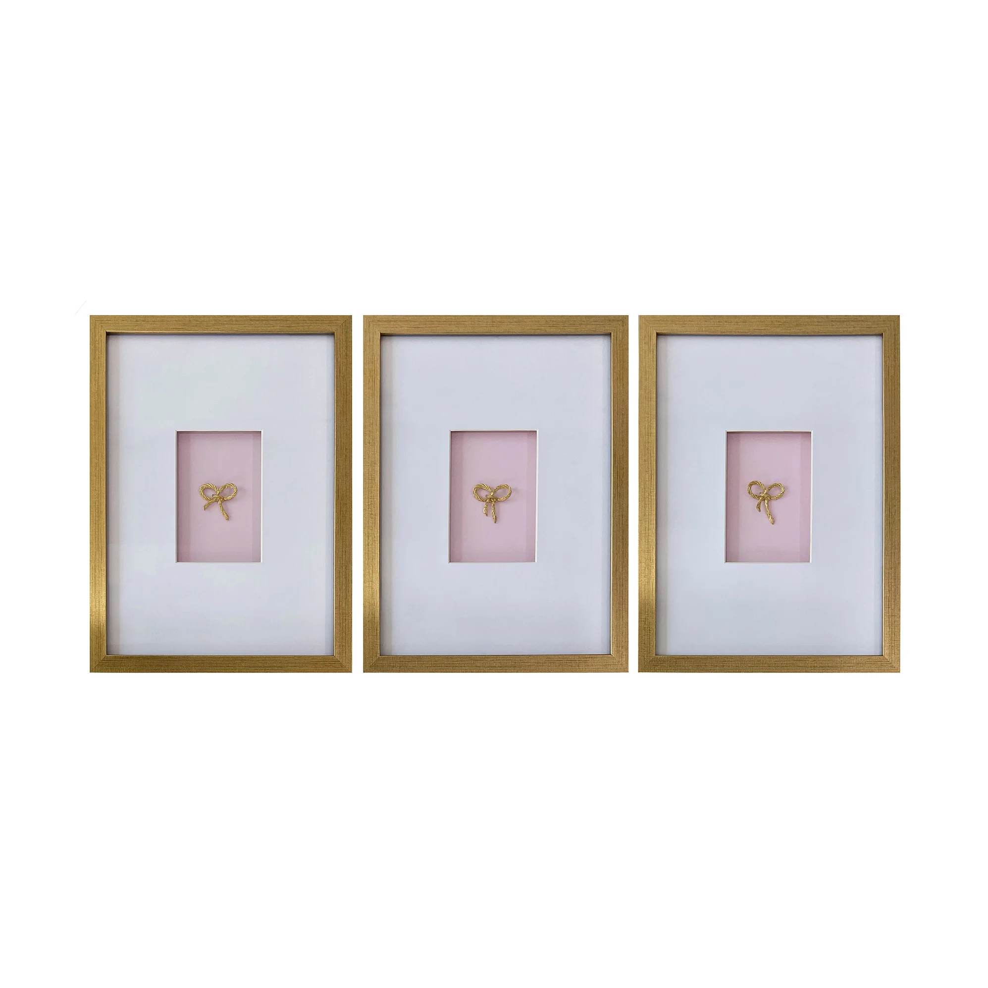 Amelia 3-Piece Gold Bow Mixed Media Wall Art Set | Wayfair North America