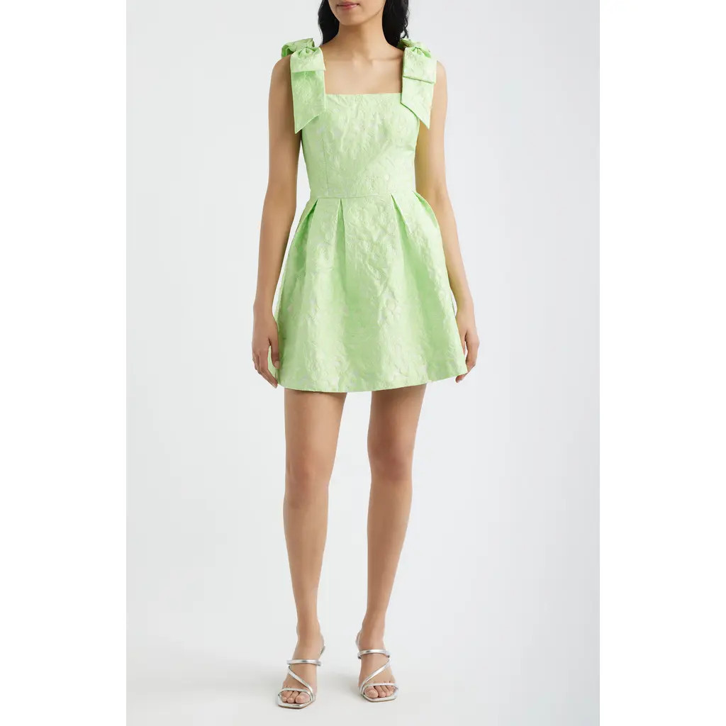 Lilly Pulitzer® Cerese Bow Shoulder Pleated Skirt Dress in Pistachio Macaron Floral at Nordstrom, Size 0 | Nordstrom