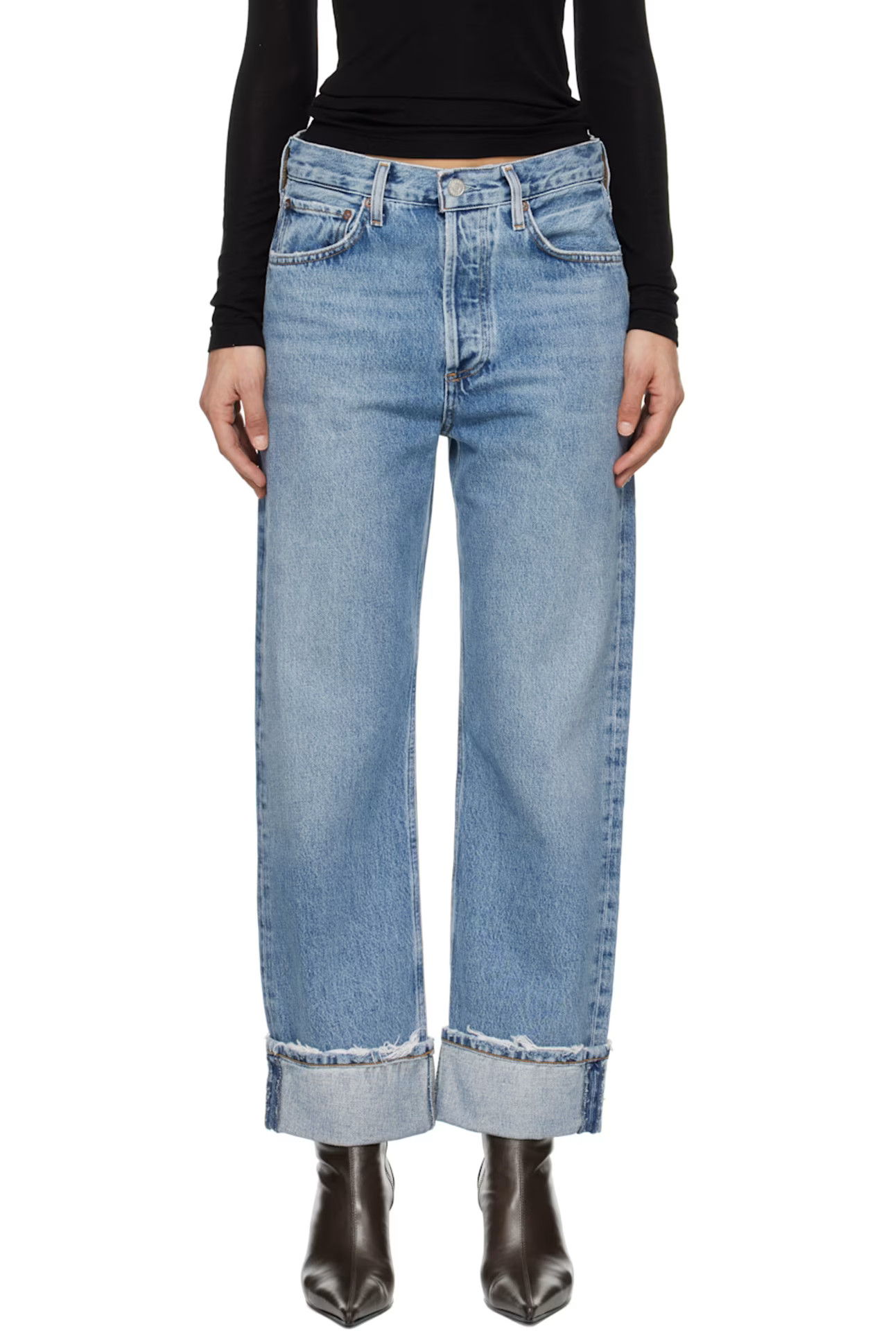 Blue Fran Low Slung Straight Jeans | SSENSE