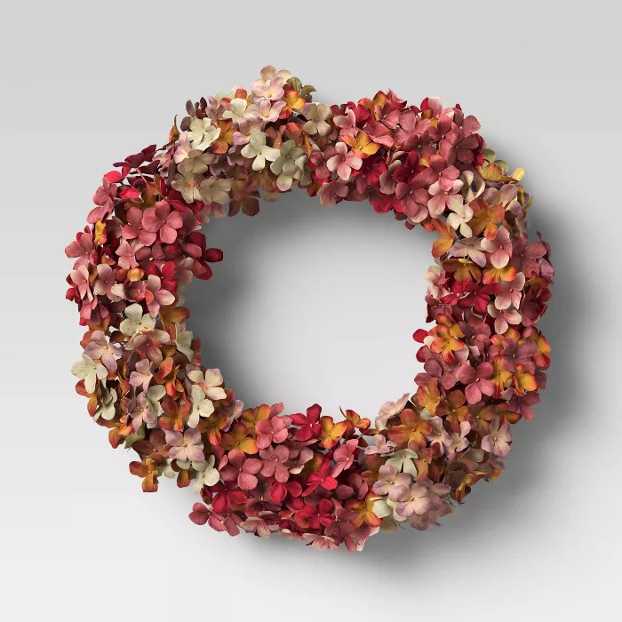 20" Artificial Hydrangea Wreath Purple - Threshold™ | Target