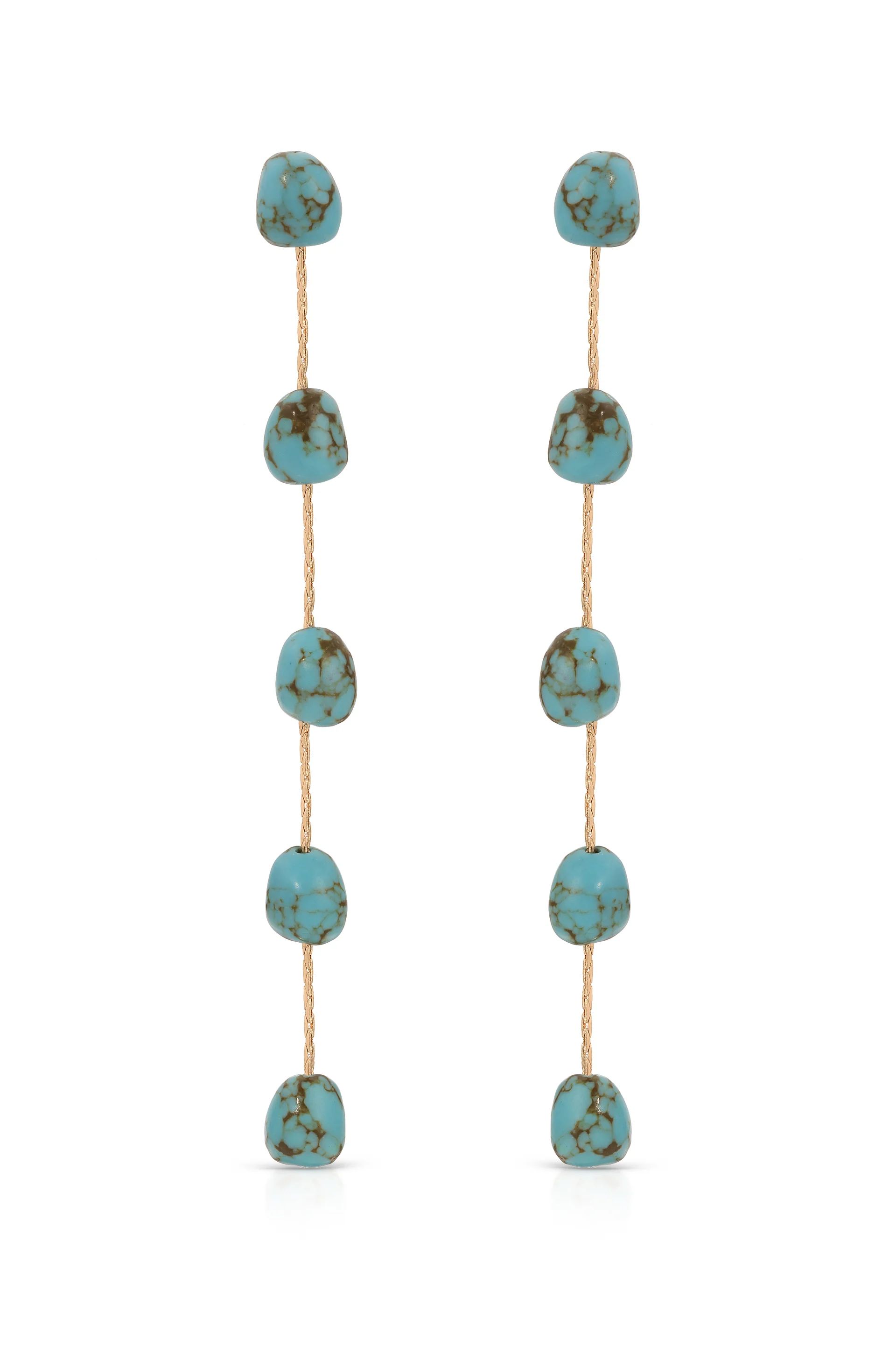 Dripping Turquoise Delicate Drop Earrings | Ettika