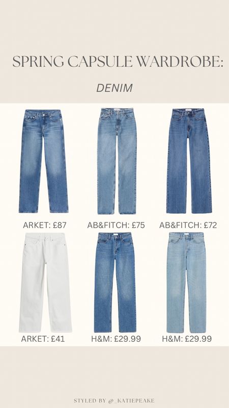Spring capsule wardrobe: denim 👖

Straight leg jeans, high waist jeans, white jeans, blue jeans, mid wash jeans, Abercrombie jeans 

#LTKfindsunder100 #LTKSeasonal #LTKstyletip