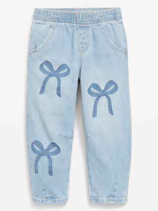 Pull-On Baggy Bow Barrel-Leg Jeans for Toddler Girls | Old Navy (US)