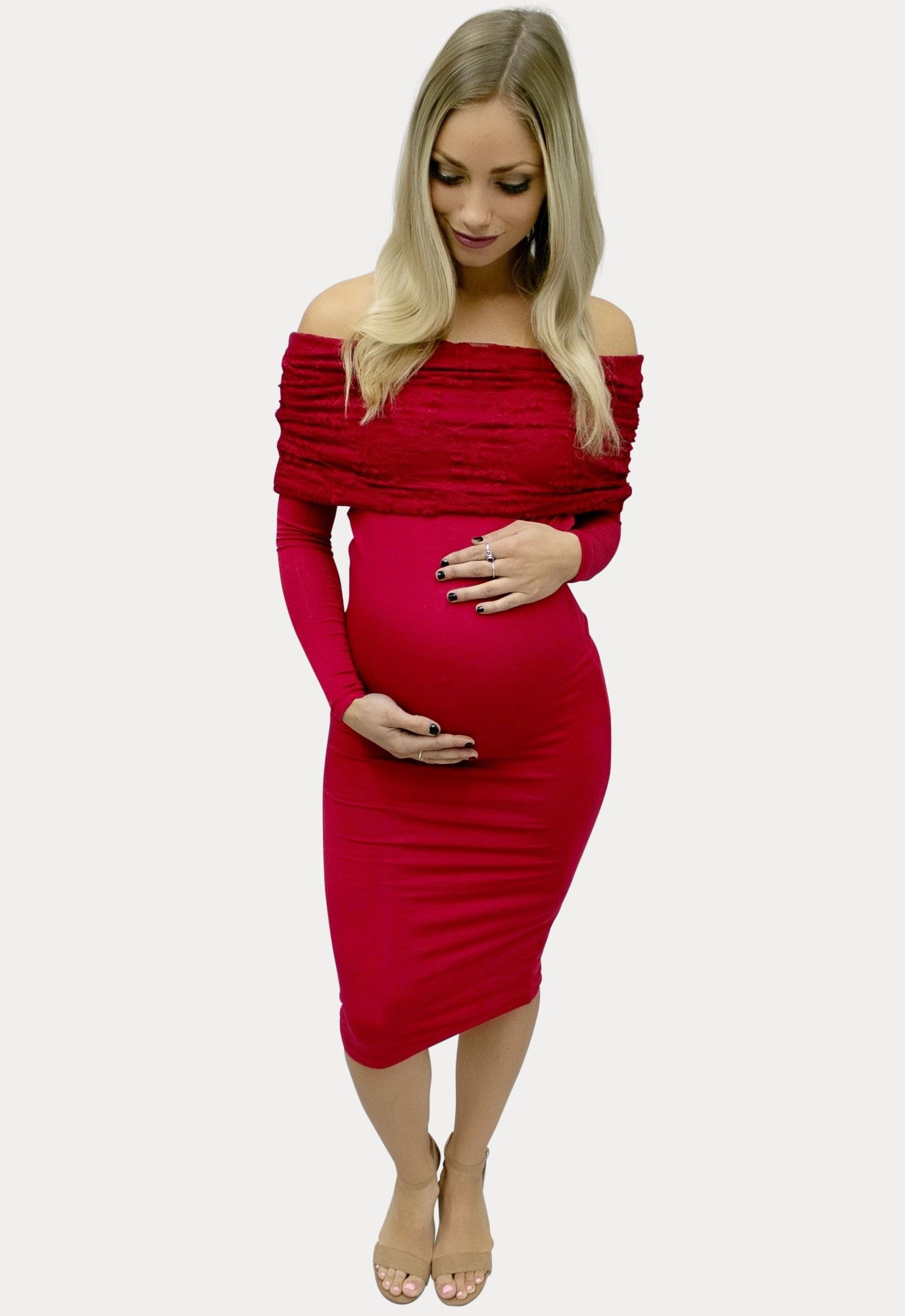 Long Sleeve Maternity Dress with Lace - Sexy Mama Maternity | Sexy Mama Maternity