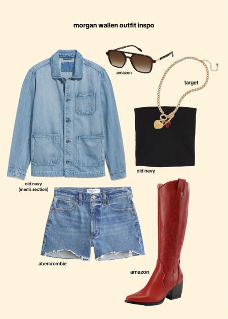 country concert outfit ideas! im going to morgan wallen — ordered a large in the men’s jacket so i can button it and wear it as a dress over the shorts. ❤️

#LTKstyletip #LTKfindsunder50 #LTKfindsunder100
