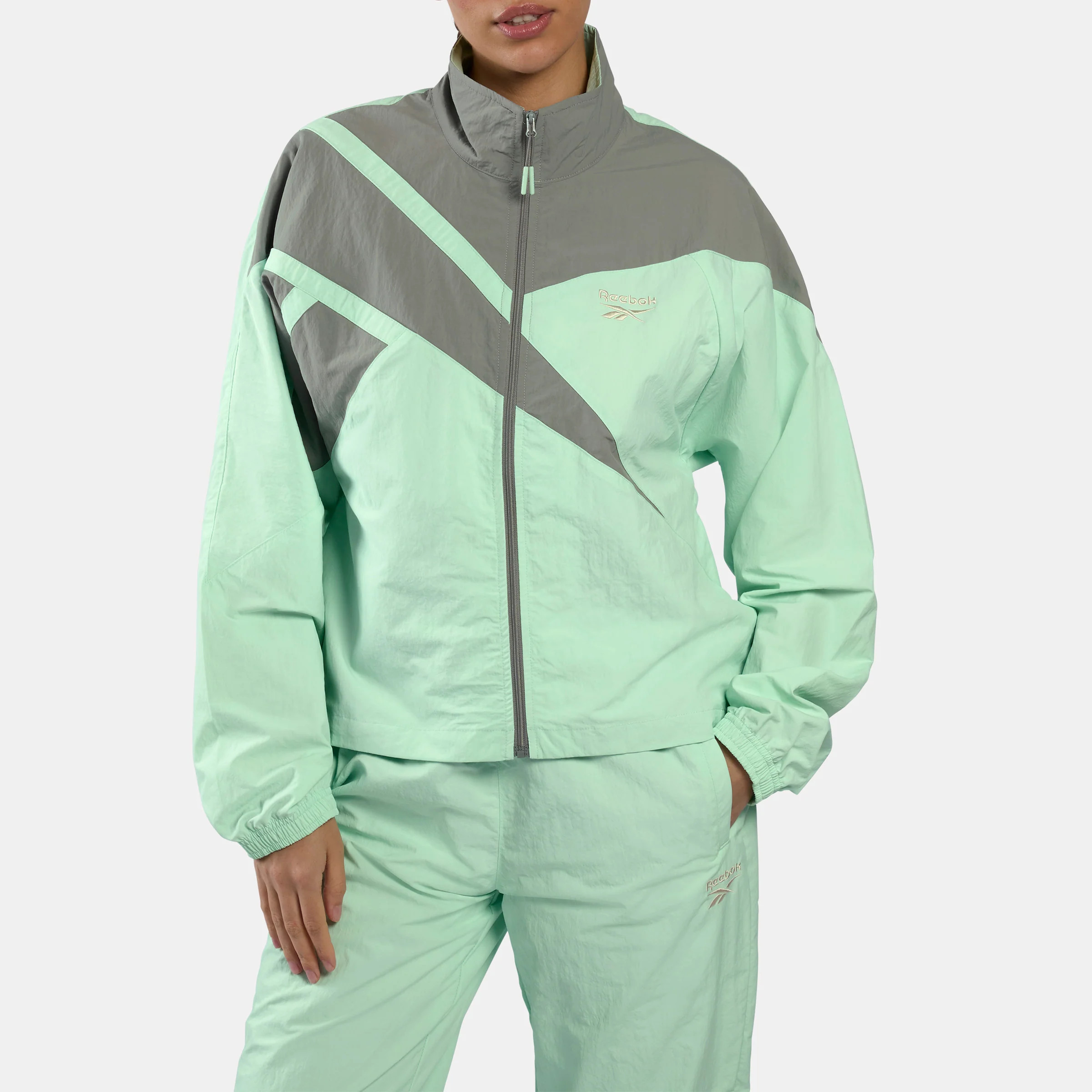 Women's Icon Open Hem Tracktop Inverted Aqua/Grey 3 | Reebok (AU)