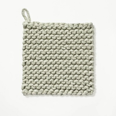 7" Rope Trivet Marled Sage Green - Figmint™: Reversible Woven Pot Holder, Spring Kitchen Textil... | Target