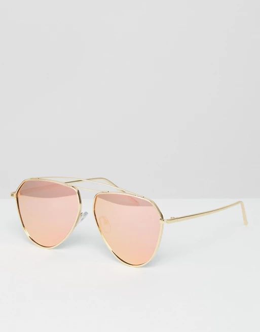 Jeepers Peepers Tear Drop Aviator Sunglasses with Pink Mirror Lens | ASOS US