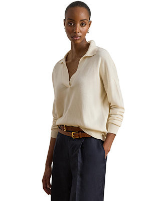 Women's Polo V-Neck Long-Sleeve Sweater | Macy's