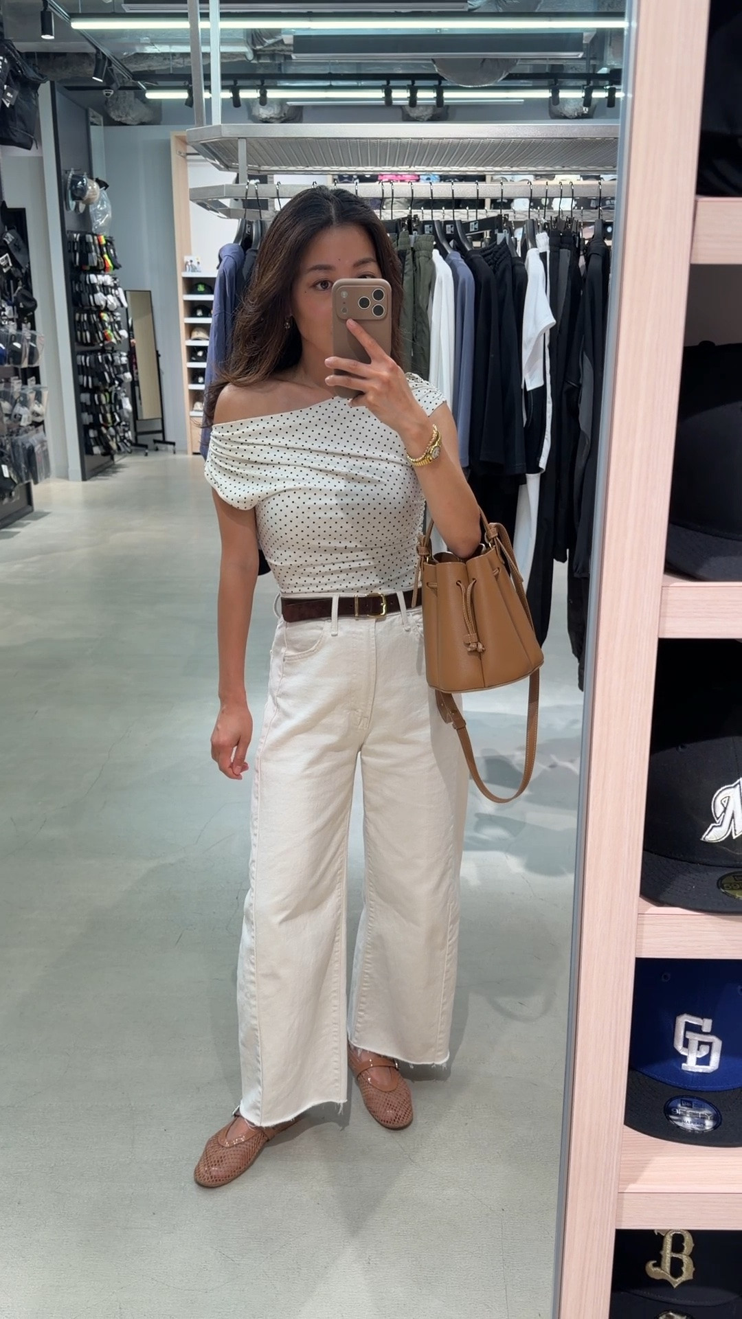 -artizia top XS, also comes in a cotton version linked below (i sized up for comfort)
- Mother half pipe jeans 24, I cut the hems to be cropped (they were 27" originally). These are spendy but I LOVE this cut and it's my second color in the same style.
Also linked a similar Madewell wide cut jean I love in 24 petites that is great without hemming or cutting
- Amazon mesh flats 6, I added inserts since they dont have much cushioning
- Polene bag, linked similar for less
- Madewell belt XXs

Day in Tokyo outfit, summer travel style, white ecru barrel jeans, petite fashion

#LTKPetite #LTKTravel