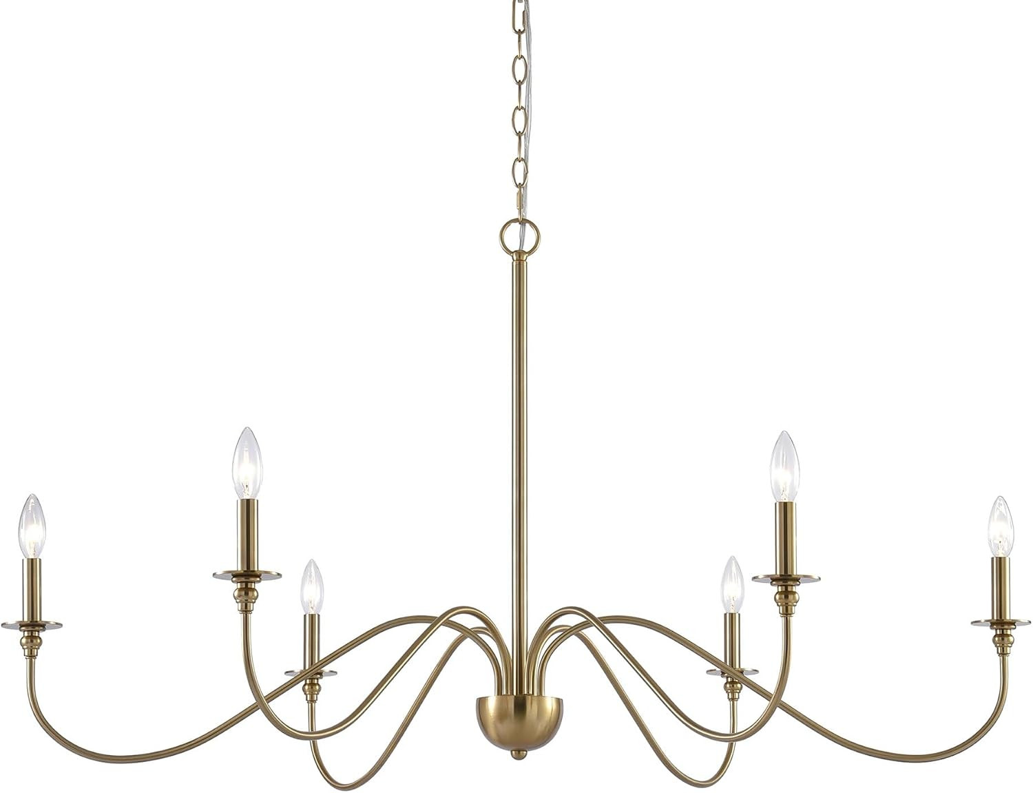 Kira Home Archer 47" Large Farmhouse 6-Light Chandelier for Living Room | Amazon (US)