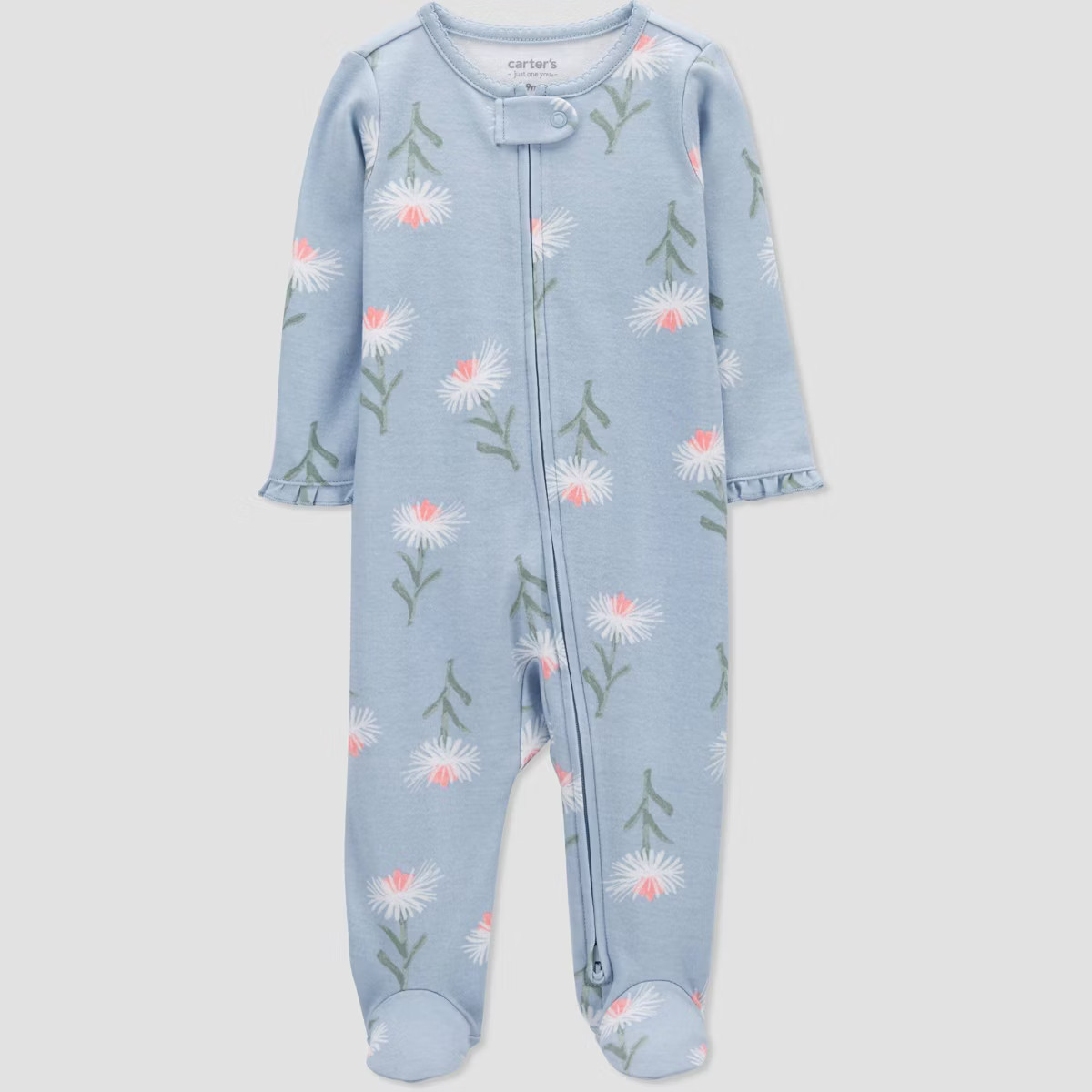 Carter's Just One You® Baby Girls' Floral Footed Pajama - Blue/White | Target
