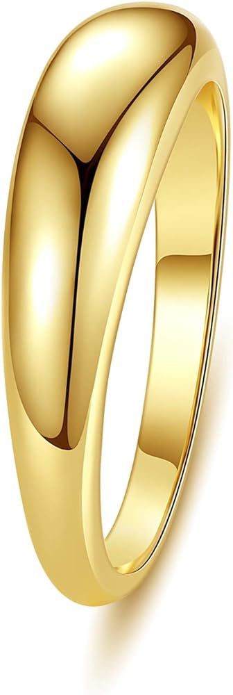 wowshow Chunky Gold Ring Thick Dome Gold Rings for Women Size 5-10 | Amazon (US)