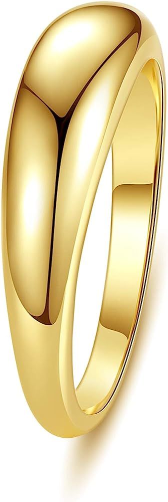 wowshow Chunky Gold Ring Thick Dome Gold Rings for Women Size 5-10 | Amazon (US)
