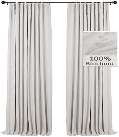 INOVADAY 100% Blackout Curtains 84 Inch Length 2 Panels Set Linen Blackout Curtains Textured Ther... | Amazon (US)