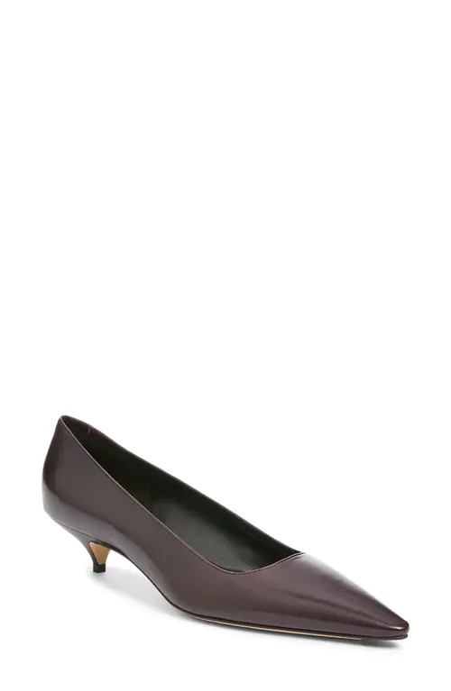 The Row Liisa Leather Kitten Pump in Aubergine at Nordstrom, Size 38 | Nordstrom