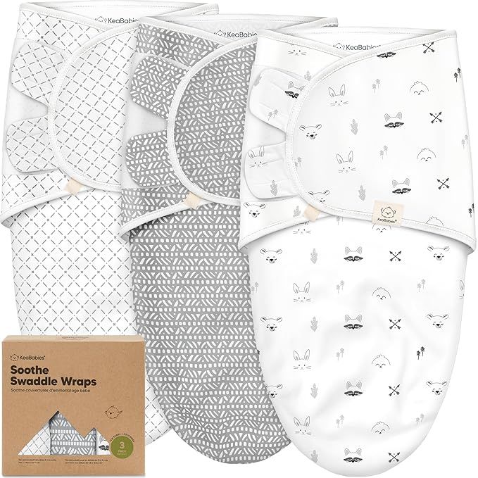 KeaBabies 3-Pack Organic Baby Swaddle Sleep Sacks - Newborn Swaddle Sack, Ergonomic Baby Swaddles... | Amazon (US)