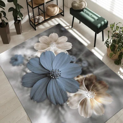 Chic Floral Pattern Area Rug with Soft Pile - Elegant Home Décor Piece for Living Room or Bedroom in Vibrant Multi-Color Theme | Wayfair North America