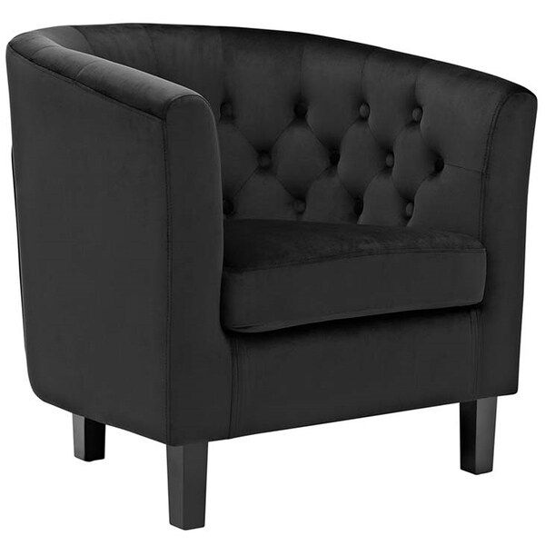 Bristol Classic Black Velvet Button Tufted Tub Chair | Bed Bath & Beyond