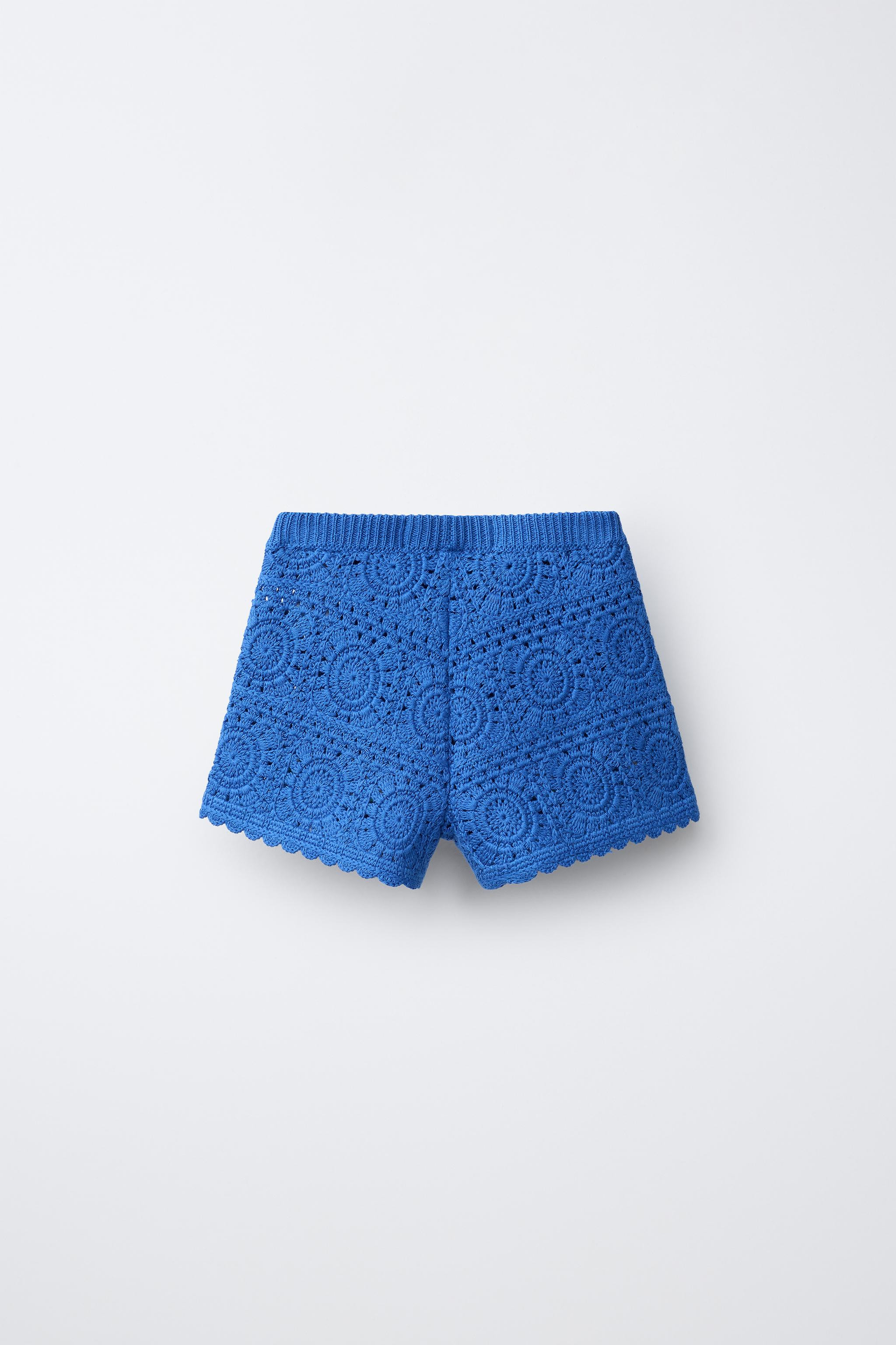 EMBROIDERED CROCHET KNIT SHORTS | Zara US