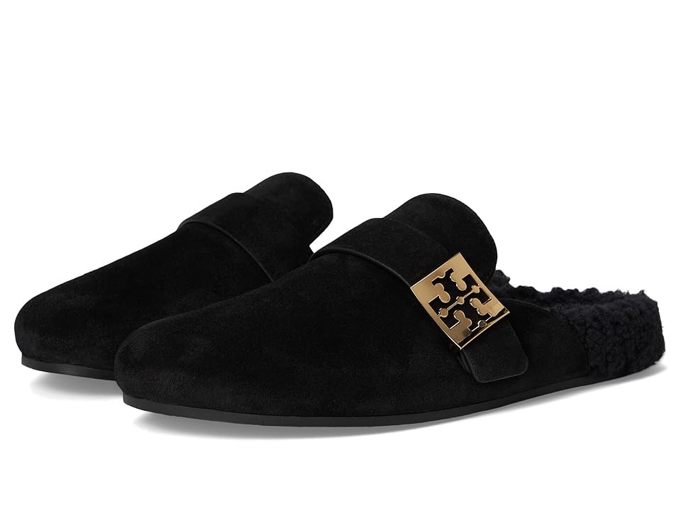 Tory Burch Mellow Shearling Mule Women's Flat Shoes Perfect Black/Perfect Black : 10 M, Leather/Polyester/Rubber | Zappos