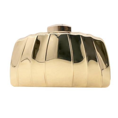 PENGZHI Women Metal Evening Bag Acrylic Clutch Purse Chic Metallic Handbag Clutch Bag Wedding Bridal Purse for Party Prom, Gold | Amazon (US)