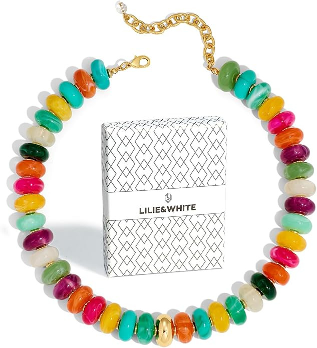 LILIE&WHITE Mothers Day Gifts for Mom Daughter Colorful Chunky Beaded Necklaces for Women Beach C... | Amazon (US)